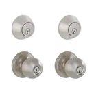 Schlage Morrow Satin Stainless Steel Deadbolt Keyed Entry Door Knob Project Pack New. Price: $69.95.
