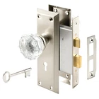 Prime-line 28335 Mortise Keyed Lock Set With Glass Knob, Satin Nickel New. Price: $57.77.