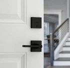 Kwikset Halifax Matte Black Entry Door Handle & Deadbolt Combo Pack W/ Smartkey New. Price: $57.99.