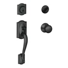 Schlage Camelot Matte Black Single Cylinder Door Handle Set With Plymouth Knob Open. Price: $79.95.