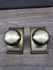 Emtek 8521PUS4 Providence Dummy Door Knob Set With Rectangular Rose - Satin Bras Open. Price: $105.99.