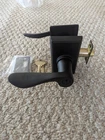 Emtek Luzern Single Cylinder Keyed Entry Lever Set Black Left Hand 5121LUUS19 Open. Price: $150.00.