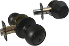 Entry Entrance With Deadbolt Black Door Locks Round Knobs Keyed New. Price: $33.00.