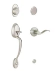 Schlage F93 619 Lh Plymouth Accent Left-handed Handleset, Satin Nickel Open. Price: $55.00.