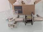 New Box Schlage Keyed Entry Door Lever Model# F51A Brw 619 Satin Nickel Open. Price: $46.49.