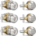 3 Sets Entry Door Knob And Single Cylinder Deadbolt Combo Set, Keyed Alike Round New. Price: $55.04.