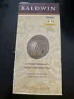 Baldwin Prestige Series Round Deadbolt Smartkey Satin Nickel, 93800-008 Open. Price: $30.00.