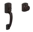 Schlage Greenwich Aged Bronze Handleset Grip W/ Door Knob FE285 Grw 716 Bwe Open. Price: $40.00.