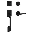 Kwikset Amador Matte Black Entry Door Handleset W/ Round Rose Smartkey Security Open. Price: $79.95.