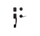 Kwikset Prescott Single Cylinder Front Door Handleset W/sedona Lever Matte Black Open. Price: $64.99.