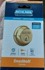 Schlage B60 Single Cylinder Deadbolt Lock Bright Brass Finish Open Orig Box. Price: $20.00.