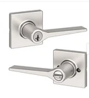 Kwikset Hollis Satin Nickel Keyed Entry Door Handle With Smartkey Security New. Price: $14.99.