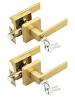 Tinewa 2 Pack Brushed Gold Entry Door Levers With Lock And Key, Satin Brass. Price: $89.16.