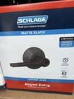 Schlage F51A 622 Latitude Matte Black Keyed Entry Door Lever, Reversible New. Price: $25.00.