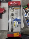 Kwikset Shelburne Satin Nickel Single Cylinder Door Handleset With Tustin Lever Open. Price: $75.00.