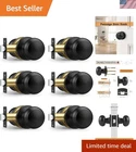 Gobekor 6 Pack Keyless Passage Door Knobs Interior With Lock Matte Black Hall New. Price: $54.29.