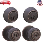 Exterior Knob With Key Lock And Deadbolt, Classic, Oil Rubbed Bronze, Set Of 2 New. Price: $69.99.
