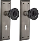 Nostalgic Warehouse New York Plate Keyhole Privacy Crystal Black Glass Door Knob Open. Price: $69.99.