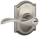 Schlage F51-ACC-CAM Accent Single Cylinder Keyed Entry Door Lever Nickel New. Price: $66.44.