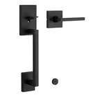 Kwikset San Clemente Matte Black Door Handleset With Halifax Square New. Price: $119.00.