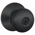 Schlage Keyed Entrance Door Knob, Aged Bronze, F51A Plymouth 716, New In Box Open. Price: $24.99.