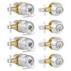 4 Pack Exterior Door Lock Satin Nickel Knob And Deadbolt Combo Set,.... Price: $65.89.