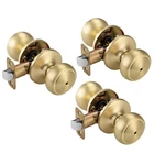 3 Pack Gold Door Knobs,interior With Lock,coastal Style Satin Brass... New. Price: $36.69.