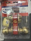 Premier Lock Door Knob Single Cylinder Keyed & Deadbolt Combo Brass Sealed New. Price: $29.00.