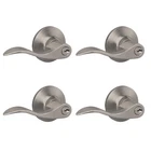 Wave Lever With Round Trim Keyed Entry Door Handle, Satin Nickel Finish, 4 Pack New. Price: $110.42.