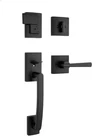 Baldwin Spyglass Matte Black Front Entry Handleset Keyed Smartkey Lever Square Open. Price: $115.00.