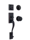 Kwikset Venetian Bronze Hawthorne Single Cylinder Handleset With Hancock Knob Open. Price: $115.00.