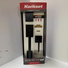 Kwikset Matte Black Front Door Handle With Smartkey Deadbolt 98180-020 Open. Price: $74.99.