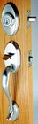 Kwikset Shelburne Handleset With Tustin Lever Satin Nickel 800SEXTNL15 #6RZ Open. Price: $41.99.