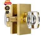 Hiemey Glass Door Knobs Interior With Lock, Crystal Gold Privacy, Satin Brass New. Price: $73.98.