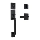 Home Decorators Woodward Matte Black Single Cylinder Door Handleset W/ Lever Open. Price: $69.95.