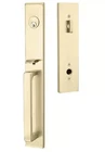 Emtek Cylinder Lausanne Handleset With Milano Right Handed Lever Satin Brass Open. Price: $249.95.