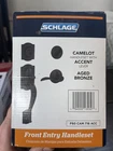 Schlage Camelot Single Cylinder Handleset, Lh Lever Aged Bronze, F60 716 Acc Open. Price: $75.00.