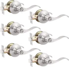 Gobekor 6 Pack Privacy Door Levers Interior Handles Brushed Nickel New. Price: $87.69.