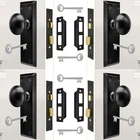 Vintage Mortise Lock Set With Skeleton Key - Black Knobs, 4 Pack. Price: $116.99.