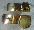 Emtek 8229 US3NL Knurled Conical Knob Modern Sideplate Privacy Set Unlacquered New. Price: $161.55.