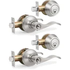 Door Lockset Satin Nickel Keyed Levers Deadbolt Combo 2 Pack Home Security New. Price: $127.99.