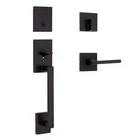 Kwikset San Clemente Matte Black Single Cylinder Low Profile Door Handleset Open. Price: $84.50.