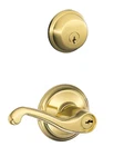 Schlage Flair Bright Brass Exterior Cylinder Deadbolt Combo Pack FB50N 605 Open. Price: $23.99.