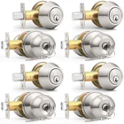 Probrico 4 Pack Brushed Nickel Entry Door Knob And Double Cylinder Deadbolt Open. Price: $85.31.