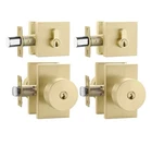 Haidms Brushed Gold Square Keyed Entry Door Lock Deadbolt & Knob Set, 2 Pack New. Price: $69.99.
