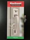 Kwikset Prescott Satin Nickel Door Handleset Only With Tustin Open. Price: $64.00.