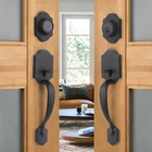 Matte Black Double Door Handle Set With Heavy Duty Lock & Deadbolt New. Price: $198.99.