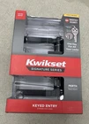 Kwikset Keyed Entry Perth Lever Matte Black Open. Price: $16.90.