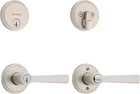 Kwikset Trafford Front Entry Door Lock Handle & Deadbolt Combo Satin Nickel New. Price: $27.95.