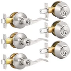 Probrico 3PACK Entry Door Handle Lock Set Wave Lever Keyed Alike Single Deadbolt New. Price: $87.99.